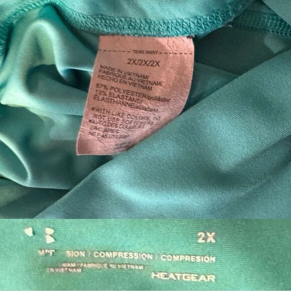 Under Armour UA Teal/Green HeatGear High No-Slip Waistband Ankle Leggings 2X - Picture 9 of 11